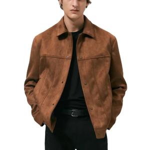 Men's <b>Canvas</b> Motorcycle Jacket High Street Style Single Breasted <b>Long</b> Sleeve Winter Outerwear - Product Image 1