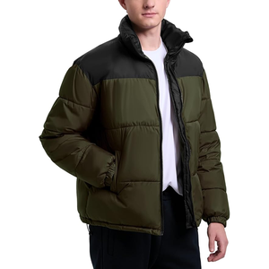 Blouson d'hiver matelassé pour homme, motif lettres, décontracté, en toile, coupe-vent, entièrement zippé, isolé, imperméable, respirant, col rond - Product Image 1