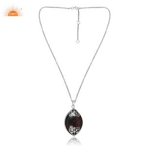 Collier pendentif en fer avec oeil de tigre naturel oxydé en argent sterling 925 à l'aspect antique pour femmes fabricant de bijoux personnalisés - Product Image 2