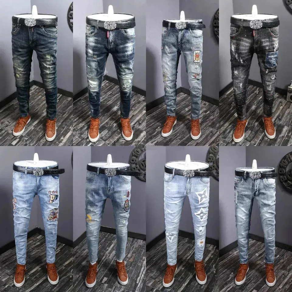 2023 pantaloni alla moda blu speciali jeans da uomo pantaloni larghi alla moda jeans da uomo
