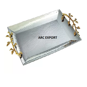 Modern Design Black Color <b>Food</b> <b>Serving</b> <b>Tray</b> With Gold Strong Metal 2 Handle for Home Hotel and Restaurant Chocolate <b>Serving</b> <b>Tray</b> - Product Image 4