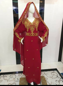 2022 dubaï Farasha caftan belle conception marocaine rouge traditionnelle taille XXL robe musulmane perles de pierre travail manuel modeste longue - Product Image 3