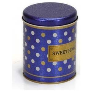 0.6L Tapa de deslizamiento Punto Azul Ø 90x110mm Caja de lata redonda para accesorios de café y té - Product Image 1