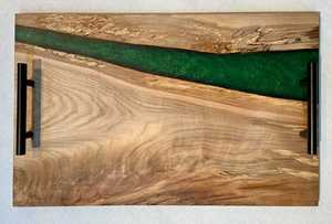 Matériau en résine et bois Décoration design unique Dernier plateau de service fantaisie avec poignée - Product Image 3