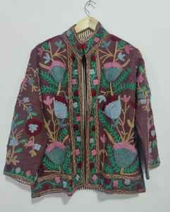 Nouvelle collection Veste brodée Suzani Veste courte Suzani Vêtements de plage pour femmes Robe Veste courte Cadeau pour elle - Product Image 2