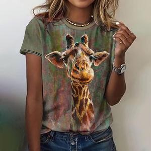 Camisetas divertidas con gráfico de animales para mujer, camiseta informal de manga corta para mujer, de gran tamaño a la moda ropa femenina Kawaii, camisetas de verano para mujer - Product Image 3