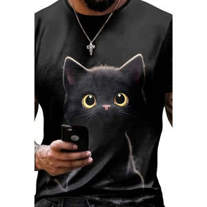 เสื้อยืดคอกลมผู้ชายพิมพ์ลายแมว รุ่นซูพรีม 18566 - Product Image 3