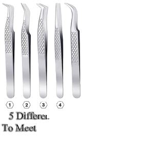 Kit de pinzas para pestañas, etiqueta privada de acero inoxidable, 5 uds., juego de pinzas para cejas para niña con bolsa de cuero - Product Image 5