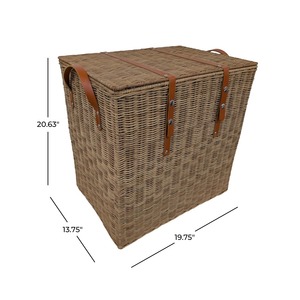 Panier de rangement en rotin avec fermeture en cuir, panier de rangement artisanal, vente en gros, écologique, fabriqué au Vietnam - Product Image 2