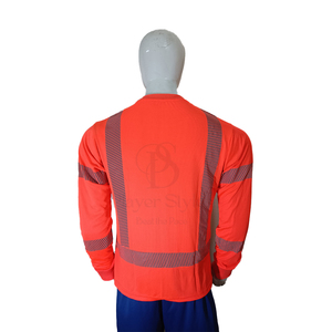 Wholesale 100% Polyester Hi <b>Vis</b> Long Sleeve Safety <b>Shirts</b> Customizable Reflective Safety Clothing with Mesh Fabric - Product Image 6