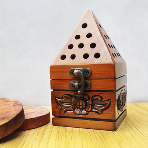 Rustic Wooden Bakhoor Burner Arabic Ramadan Interior DecorArabic Wood Bakhoor Burner Ramadan Gift Decor - Product Image 2