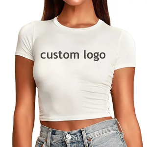 T-shirts de sport courts pour femme, col rond, coupe ajustée, manches courtes, extensibles - Product Image 3