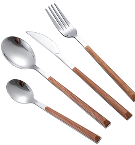 Ensemble de couverts en acier inoxydable de qualité supérieure avec manche en bois, poli miroir, ensemble de vaisselle avec cuillère, fourchette, couteau, cuisine pour la maison - Product Image 3