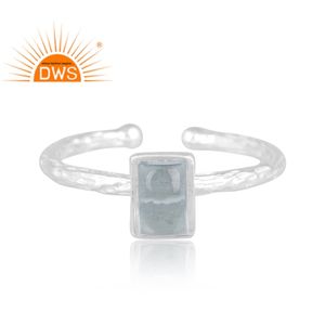 แหวนพลอยบุษราคัมสีฟ้า925ละเอียดปรับได้แหวนเงินแท้ปรับได้ตามต้องการ - Product Image 2