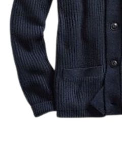 Pull cardigan en tricot côtelé à col châle boutonné, tricot texturé chaud d'hiver, couleur bleu marine, coton, vêtement décontracté tendance - Product Image 5