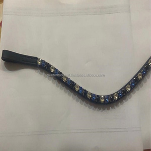 Pulsera de cuero con cristales azules y cristales brillantes para mujer, brazalete de cuero hecho a mano con diamantes de imitación brillantes, 1 fila - Product Image 5