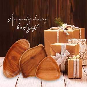 Ensemble d'assiettes en bois de 3 assiettes à apéritif Plats de service de fruits Nettoyage facile et assiettes à dîner légères pour plats Snack - Product Image 3