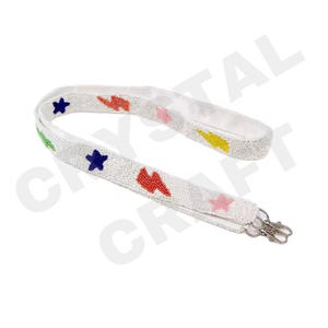 Sangle de sac à main perlée Star Howdy Sangles de sac en perles de rocaille en or blanc personnalisées pour sacs - Product Image 4