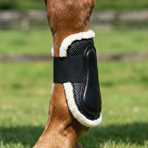 Botas de Protección para Patas de Caballos, Negras, Texturizadas, con Forro de Malla Suave, para Equitación Deportiva y Entrenamiento, Color Personalizable - Product Image 3