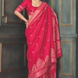 ผ้าส่าหรีผ้าไหมแบบพรีเมี่ยมที่เข้าได้กับคอลลาร์สำหรับผ้าม่านและดีไซน์หรูหราส่าหรีผ้าไหมฮอลแลนด์ - Product Image 1