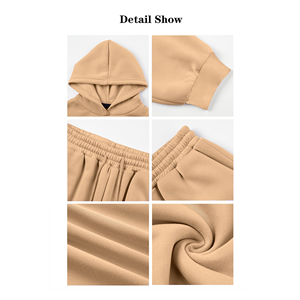 Conjunto Deportivo Informal de 2 Piezas para Mujer, de Algodón/Poliéster, Personalizado, de Alta Calidad, Tejido de Punto Otoñal, con Capucha, Transpirable, Pantalones Largos - Product Image 4