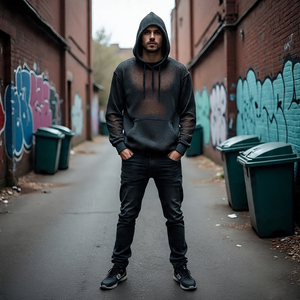 Résille fermeture éclair Crop Hoodie hauts hommes Transparent maille à capuche hommes musculation entraînement voir à travers résille à capuche hommes - Product Image 3