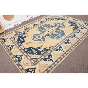 Alfombra turca Vintage Bohemia, Beige, negro, patrón rectangular clásico, Material de lana, látex, 6,1x8,8 pies, para sala de estar, mesita de noche - Product Image 2