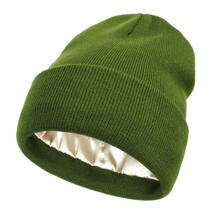 Winter New Products Design Silk Lined Winter Knitted <b>Hats</b> Beanies Satin Lined Knit Beanie <b>Hat</b> <b>Cap</b> With Satin Lined 2026 - Product Image 1