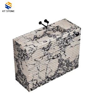 Mueble de Baño Independiente de Mármol Calacatta Viola Turco de Diseño Moderno Personalizado al por Mayor con 4 Cajones y Lavabo, Proveedor de Tamaños Personalizados - Product Image 4