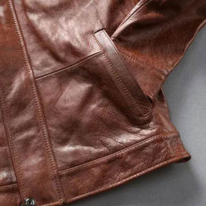 แจ็คเก็ตหนังแท้สั่งทำสำหรับขายส่ง ผ้าหนังวัวแท้ แจ็คเก็ตแฟชั่นผู้ชาย แจ็คเก็ตหนังแท้ทำมือระดับพรีเมียมสำหรับผู้ชาย - Product Image 4
