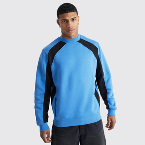 Sudadera Personalizada para Hombre, 100% Algodón, Bordado Frontal, Cuello Redondo, Hombros Caídos, Estilo Color Block, Talla Grande - Product Image 1