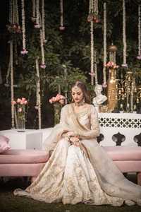 Bollywood Style <b>White</b> Colour Gharara Suit Indian Pakistani Women's Long Wedding Wear Bridal Dress - Product Image 2