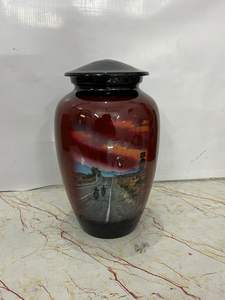 Urnes funéraires bon marché en aluminium imprimé Highway NH pour cendres humaines fournitures funéraires commémoratives urne en métal en laiton - Product Image 5