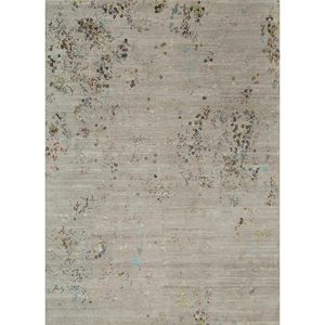 Alfombra Kavi Gris y Negra, Tejida a Mano con Lana, Bambú y Seda, Diseño Abstracto, Pelo Largo, para Decoración del Hogar, Sala de Estar, Pasillo, Modelo Srb(723) - Product Image 1