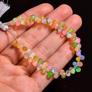 Opale, perles d'opale éthiopienne, perles de pierres précieuses en forme de larme multi-feu pour la fabrication de bijoux, perles lisses en pierre précieuse d'opale de feu Welo - Product Image 3