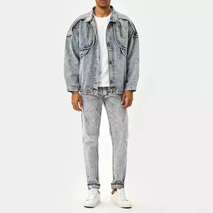 Veste en toile denim Offre Spéciale à col montant pour homme grande taille hiver usage extérieur avec logo sur le devant - Product Image 3