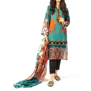 Qualité supérieure Pakistanaise Salwar Kameez Robes de Pelouse Femmes Shalwar Kameez Nouvelle Robe de Pelouse à la Mode - Product Image 1