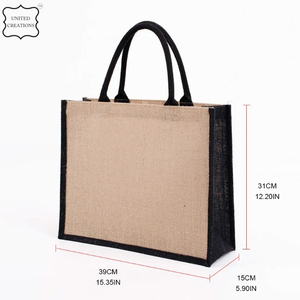 Bolso de mano de yute de lona impermeable para mujer, logotipo personalizado y diferentes colores para compras al aire libre, viajes, uso diario - Product Image 5