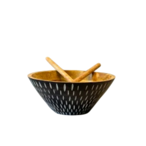 3-Piece Acacia Wood <b>Salad</b> <b>Bowl</b> Set <b>Large</b> Serving <b>Bowl</b> And Two Matching Server Utensils Spoon And Fork For Serving <b>Salads</b> Fruits - Product Image 5