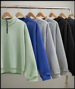 Sudadera Ecológica de Algodón con Cierre de Media Cremallera, 420 GSM, Ropa Urbana Sostenible para Hombre, Logotipo Personalizado, Proveedor de la UE - Product Image 5