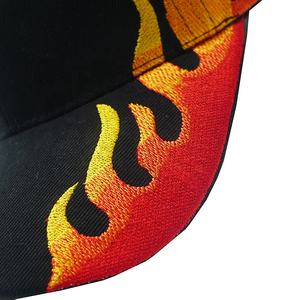 High Quality Embroidered Fire Flame Baseball Cap Custom logo Black Cotton Sport Hat 6 Panel Manufacturer - Product Image 4