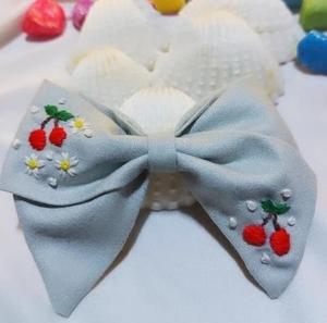Custom Made in Multi Colours Hand Embroidered <b>Bow</b> Made From 100 % Cotton Fabric <b>for</b> <b>Hair</b> Accessories Stores Suitable <b>for</b> Resale - Product Image 2