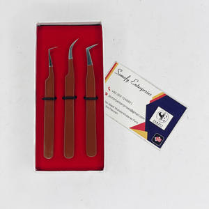 Pince à épiler professionnelle d'extension de cils en acier inoxydable couleur brun foncé avec pointes argentées outil de beauté durable - Product Image 5