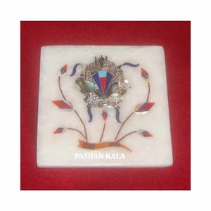 Latest Design Handmade <b>White</b> Marble Inlaid <b>Coaster</b> Set With Super Polished Best Design For Home And Hotel Decoration Item - Product Image 1