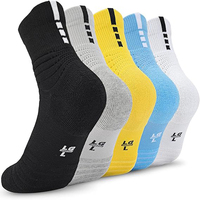 Chaussettes de sport pour hommes, rayées, colorées, tricotées, respirantes, séchage rapide, spandex, polyester, coupe régulière, taille LG, sport, hiver