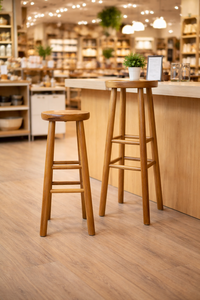 Taburete de Bar Redondo sin Respaldo SOLOBEAT, Moderno, de Madera de Teca Sólida, Ecológico, para Hogar, Bar, Hotel y Comedor - Product Image 2