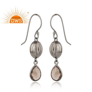 High Selling Sterling Silver Natural Smoky Quartz Gemstone <b>Dangle</b> <b>Earring</b> Custom Jewelry Manufacturer - Product Image 4