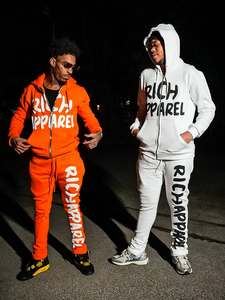 Ensemble de survêtement vintage délavé à imprimé graphique style streetwear, 2 pièces, sweat-shirt à capuche et pantalon de survêtement évasé, survêtement pour homme - Product Image 2