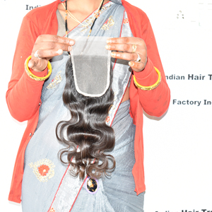 Cheveux humains indiens Temple produit en gros Remy vierge non chimiques non transformés 4*4 fermeture cuticule aligné Extensions de cheveux - Product Image 4