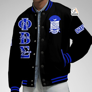 Chaqueta Universitaria Transpirable con Bordado Personalizado de la Fraternidad Phi Beta Sigma, Estilo Griego Invernal, Patrón de Letras Vintage, Informal para Hombre - Product Image 3